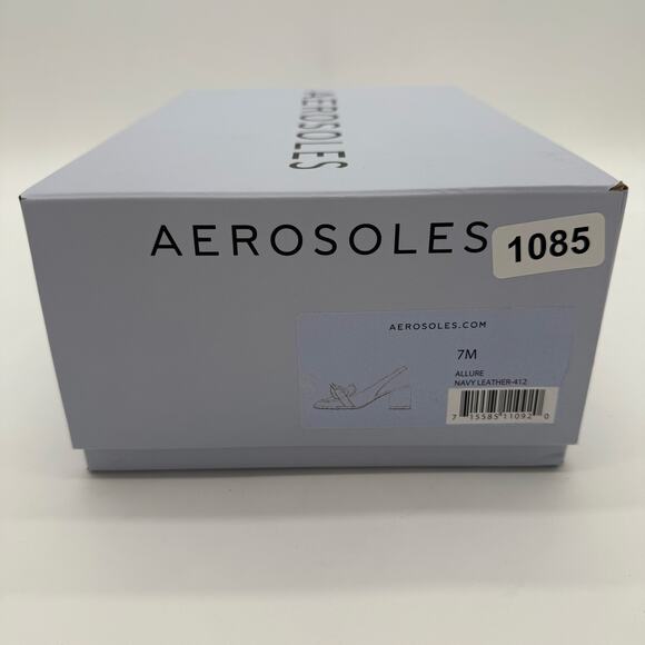 Aerosoles Allure Comfort Elegant Block Heel Slingback Old Money Navy Leather 7 - Picture 6 of 6